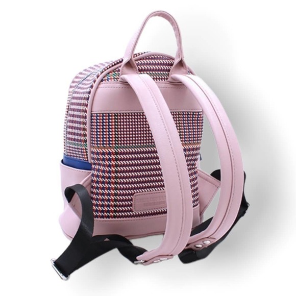 Like Dreams Houndstooth Print Mini Backpack In Blush Pink - Picture 3 of 10
